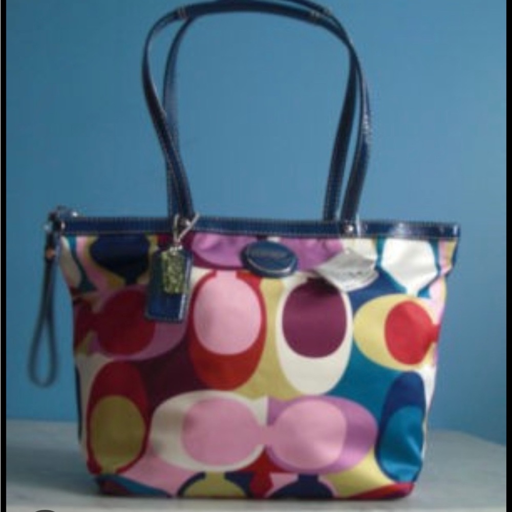 Coach Signature C Multi Color Scarf Pattern Crossbody